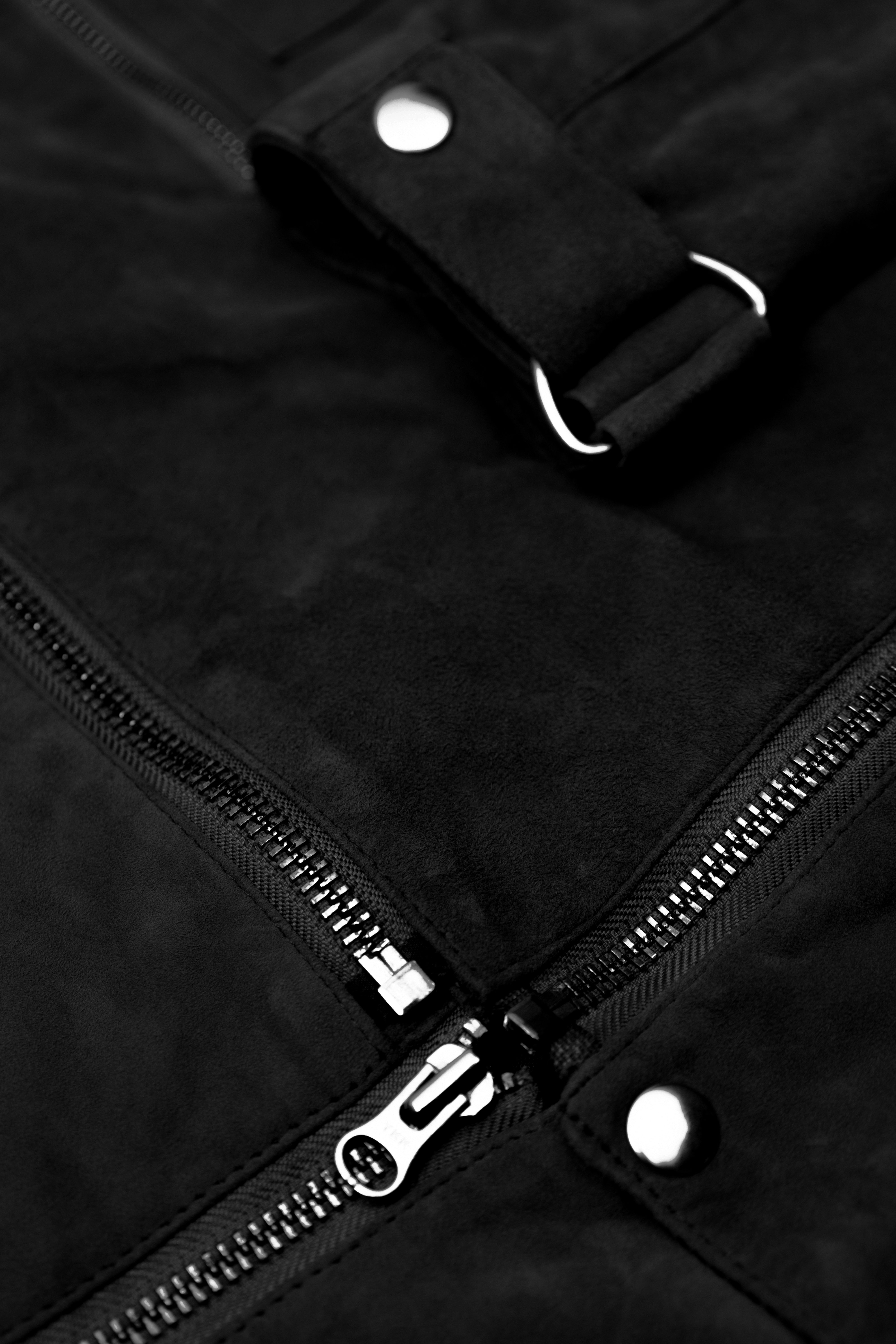 Crew Neck Leather Jacket